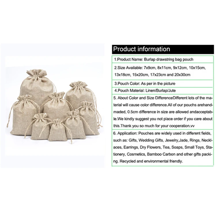 jute sack gunny pouch jute drawstring bag hemp sack