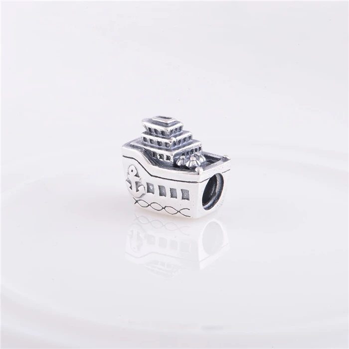 925 Sterling Silver Travel Ship Screw Hole DIY Jewelry Findings Charm Beads, Fits European style bracelets & bangles LW100