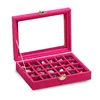 wholesale compartments wood velvet pendant jewellery tray jewelry display box with glass lid