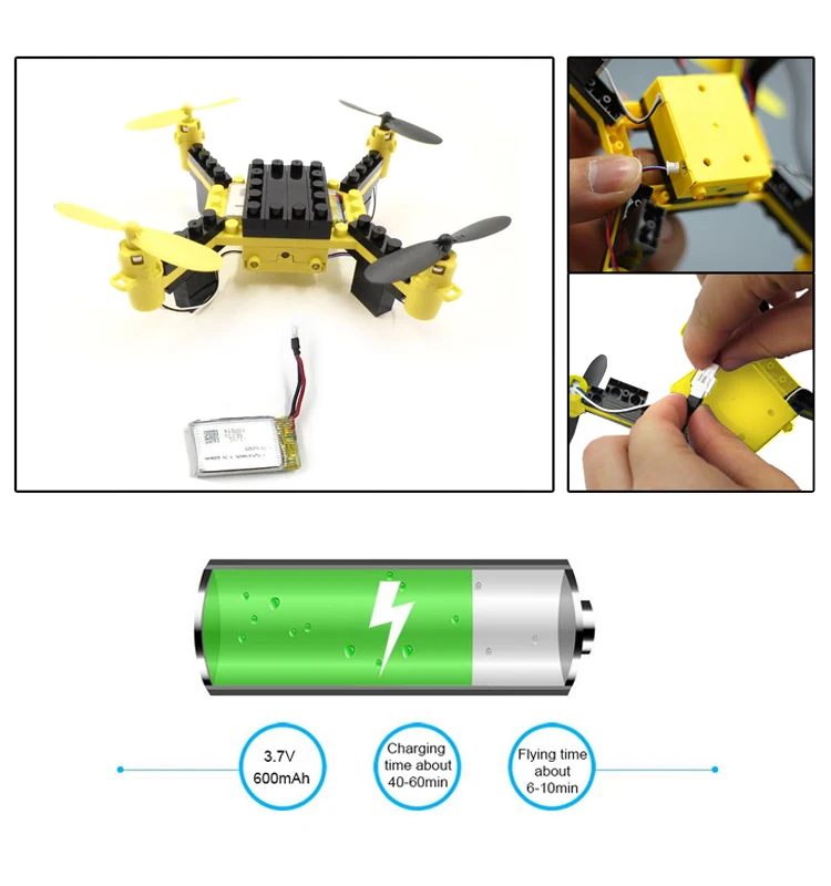 4. T11_Yellow_DIY_Building_Blocks_RC_Drone