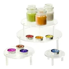 Custom Round Acrylic Table Risers, Clear Candle Cosmetic Stand Displays
