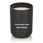 Black Glass Candle Holder Jar Empty Votive Home Decor Display Used