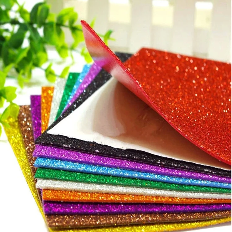 diy kids craft A4 self adhesive glitter eva foam sheet glitter eva foam