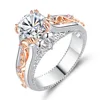 Rose Gold Plated Multicolor Gemstone Topaz Champagne Engagement Ring
