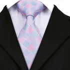 A1028 Custom Logo Neckties Woven Silk Polyester Neckwear Pink Blue Plaids Tie Wholesale Personalized Ties Men