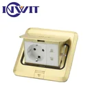 Electrical Supplies 16A 250V EU 2 Pin Socket with US 2 Pin Socket Square copper alloy Slow Pop up Floor Socket Outlet