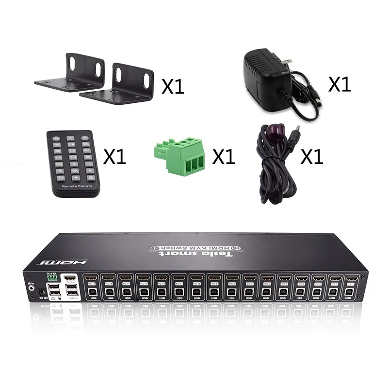 Apoio Hub USB/Teclado/Mouse 4 K Switcher KVM Switch HDMI 16x1 Transmiss&atilde;o de V&iacute;deo - ANKUX.COM