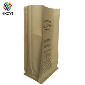 natural brown kraft paper standing up flat bottom coffee bag