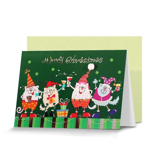 christmas greeting card message with silver handmade printing