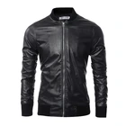 OEM cheap trendy waterproof slim fit casual men pu leather bomber jacket