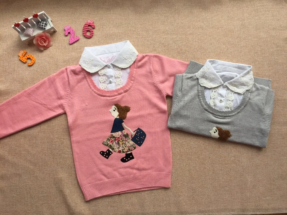 Hot sale beautiful girl clothing, young lady shirt collar sweater