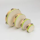 wholesale 6 inch Sheepskin hand-made wooden toy tambourine instruments for children