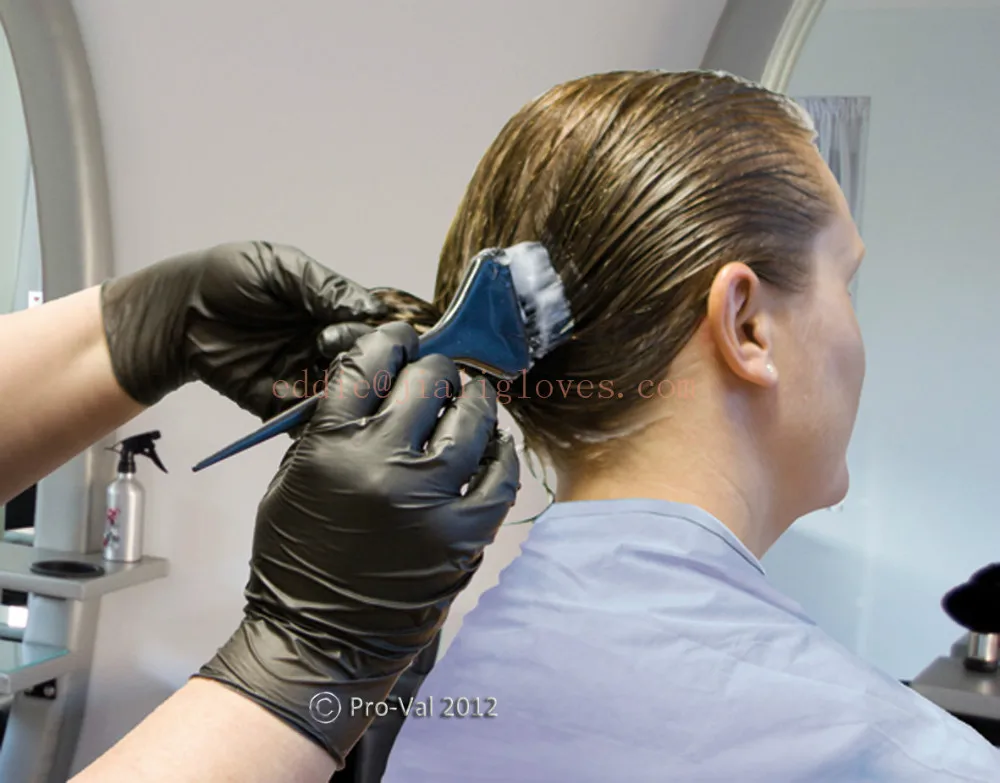 Gloves For Hair Dye Iso Ce Proved Powder Free White Blue Black Nitrile