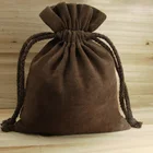 Brown velvet fabric drawstring pouch bag raw materials