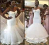 Mermaid Pleated Wedding Gown High Quality Tulle Hem Lined Wedding Bride Dresses