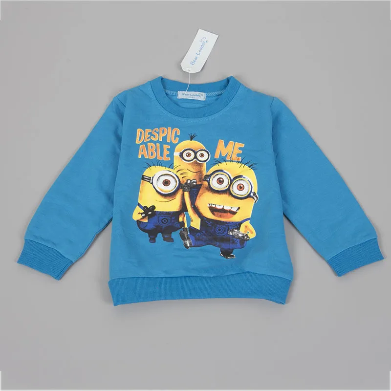 1pcs/lot 2015 despicable me 2 minion boys cartoon clothes girls nova children winter minions clothing casual kids hoodies