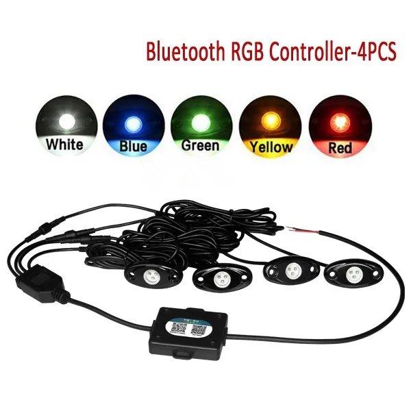 4pcs 8pcs Car LED Decorative Lights 7 Colors RGB bluetooth Control Car Rock Lights For Car Decoration phone