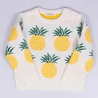 wool handmade sweater design for baby girl jacquard pineapple knitting kid clothing
