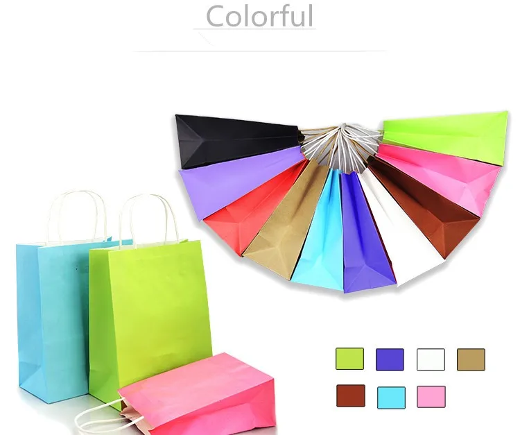 gift paper shopping bag with handle, craft brown custom kraft