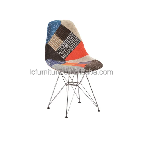 Leisure Fabric cover Plastic Cafe Chairs Dining Chairs with Metal Legs