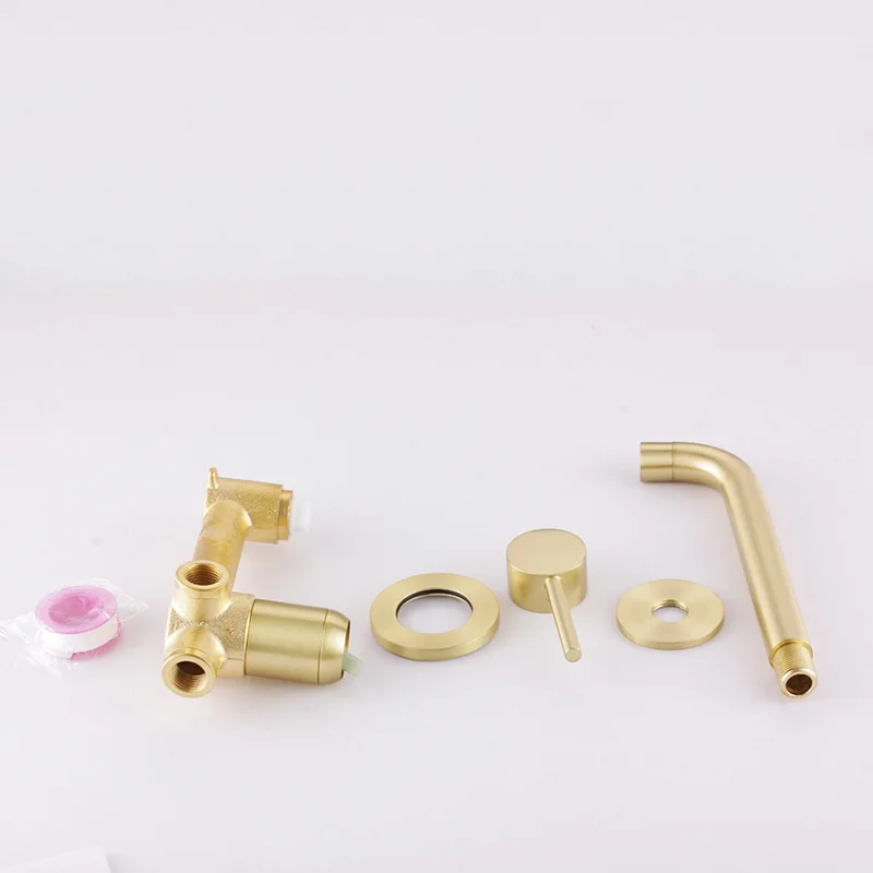 Bathroom Sink Faucet Wall Mounted Brass Brushed gold  Mixer Tap for Bathroom Sink Usage
