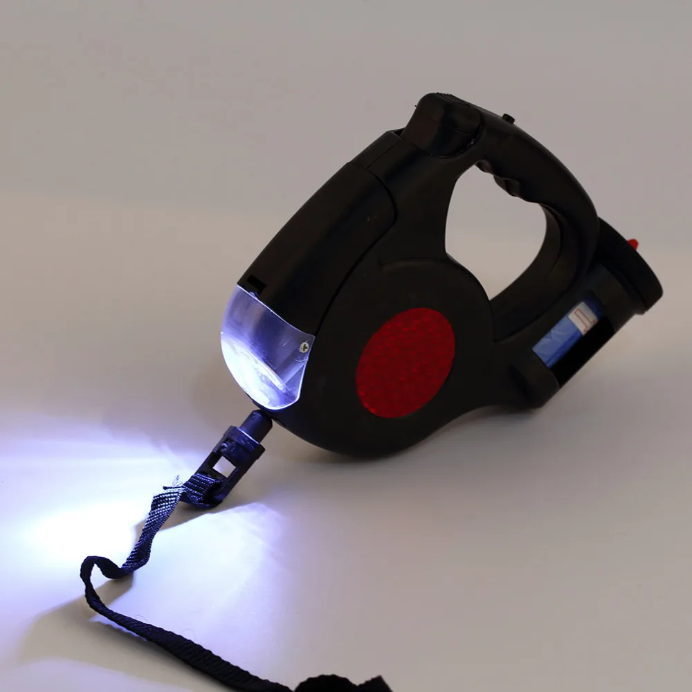 4.5M Automatic Dog Lead Retractable Dog Leash Pet Traction Rope Chain Harness Dog Collar Pet Products 3 LED Lights Garbage Bag