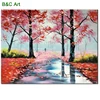 Beautiful Red Leaves Maple Tree Canvas Art Chinese Landscape Oil Painting