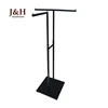 Shopping Mall Garment Store Metal Pipeline Adjustable Height Clothes Racks Black 3-Way Retail Clothing Display Stand