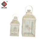 High quality antique Vintage garden decorative metal glass hanging candle lanterns