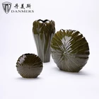 New 3 pcs glaze leaf ceramic flower home decor Chinese porcelain vase
