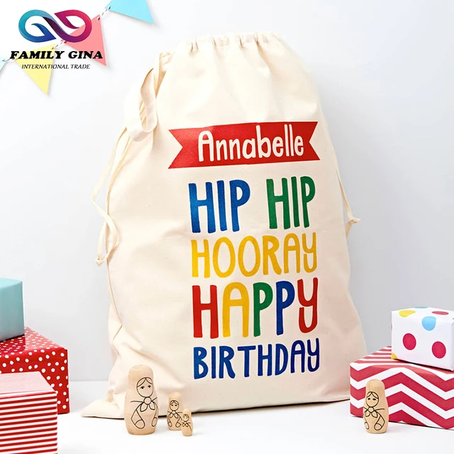 personalized child birthday present sack for gift