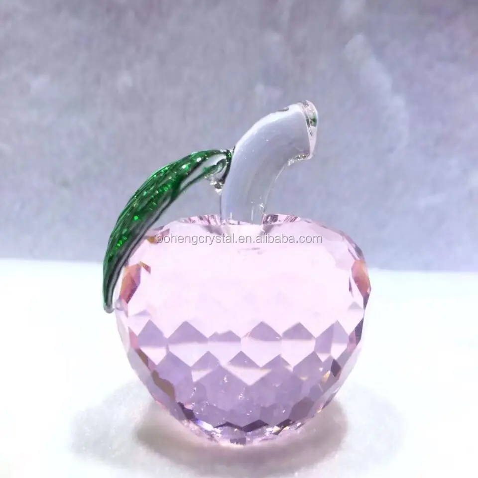 folk decorative faceted clear crafts crystal glass apple for