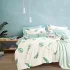 Wholesale Personalized new design small leaves printing 200tc bed sheet sets bedding for adults
