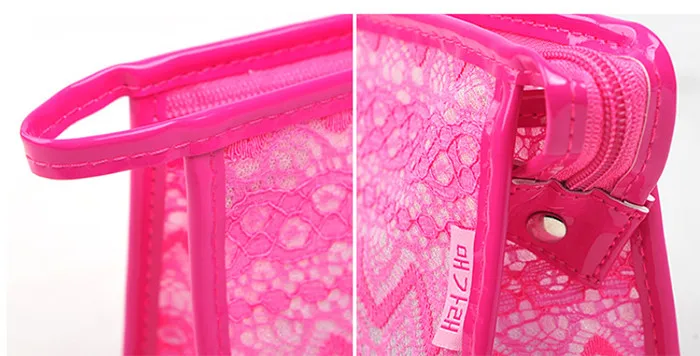 Custom Clear PVC Lace Beauty Travel Makeup bag Cosmetic Bag_12