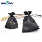Custom Satin Jewelry Drawstring Pouch Bag With Gold Logo Printing