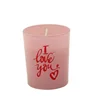 Pink Glass Wedding Love Candle Fresh Cut Rose decorative rose candle