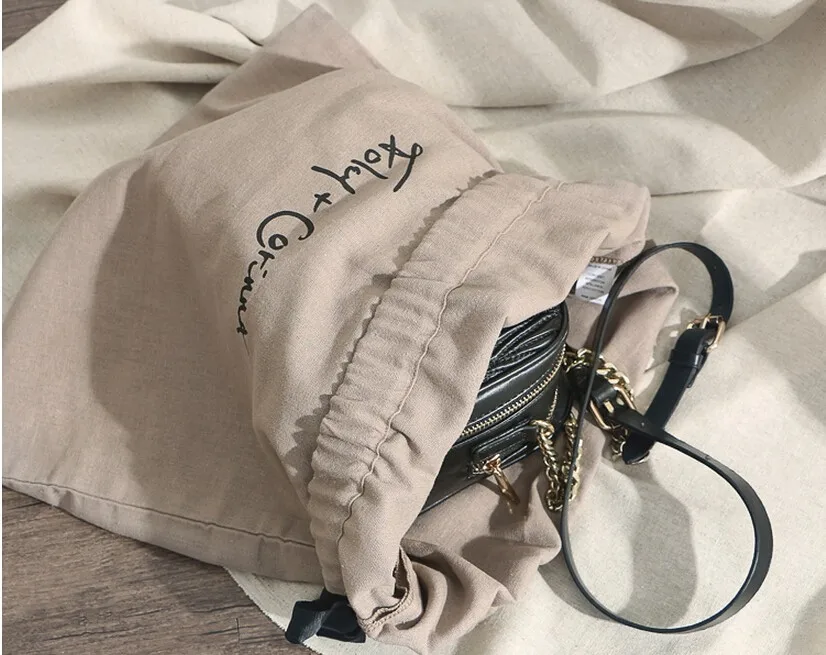 promotional customized linen drawstring shoe pouch,laundry bag