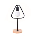 Vintage style unique design wood decorative hotel simple LED wooden base a table lamp Square desk LED lights for indoor