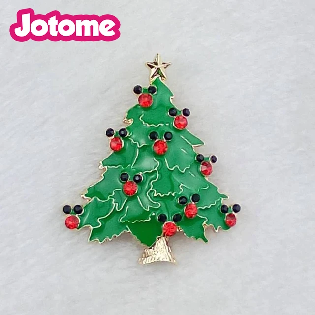 green christams tree crystal rhinestone brooch pin for christmas