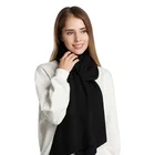 Custom solid color women winter long stripe pattern shawl wool scarf