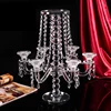 Wholesale 50cm 7 arms candle holders transparent crystal candelabra with flower bowel