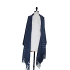 navy blue 100% cashmere silk satin christmas scarf