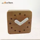Cube Lovely Design 3.5 inch Small Size Hand Wooden Desk Table Clock with Alarm Kids Baby Clock
