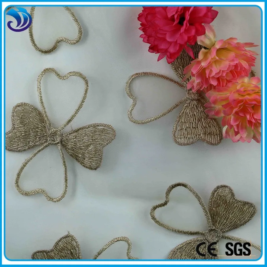 2015 wholesale embroidery butterfly 3d fabric for garment