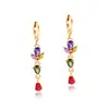 Gold Plated Brass Earrings Mutil Color CZ Iced Out For Women