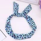 000008 Hair Accessories Fabric Iron Wire Headdress Rabbit Ears Bow Hair Hoop Hairbands Hair Scarf Band Bow Headbands