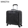Customized luxury real leather travel bag luxury wheeled man trolley luggage bag travel luggage