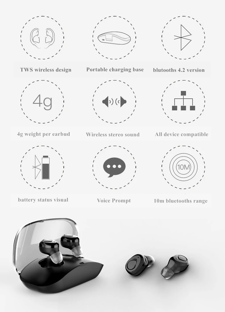 TWS Bluetooths Earphones Headsets X18 Wireless Headphone Handsfree Earbuds Sports Earphone Phones With Mic - ANKUX.COM