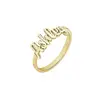 New 18K Gold Personalized Initial Alphabet Letter Name Charm Stackable Ring