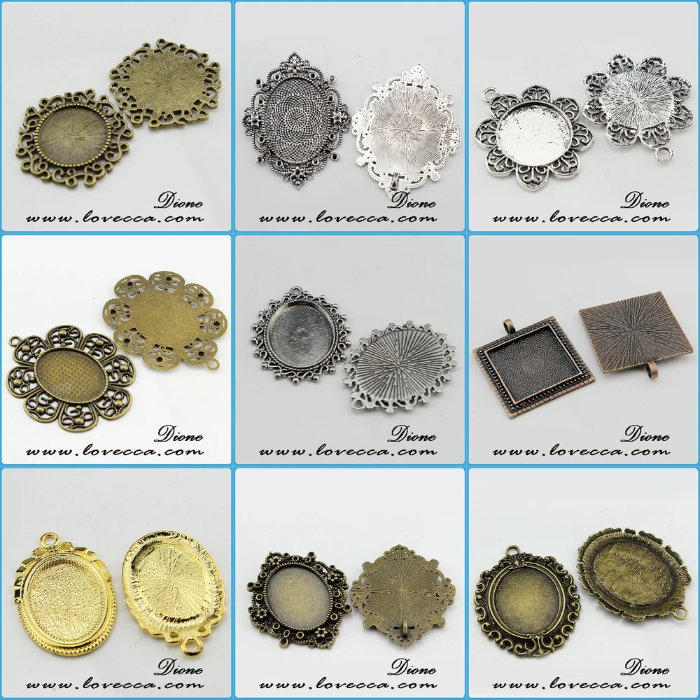 Metal Charms Cameo Setting ,Antique style metal setting,Cameo Setting Charm Pendant